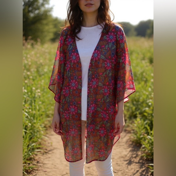 Two 2 Fly Sweaters - Floral Kimono Cardigan